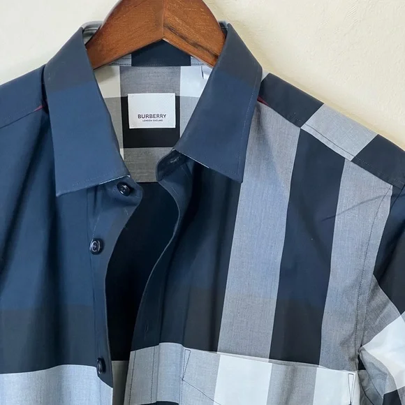 BURBERRY Check Stretch Poplin Shirt Size M
